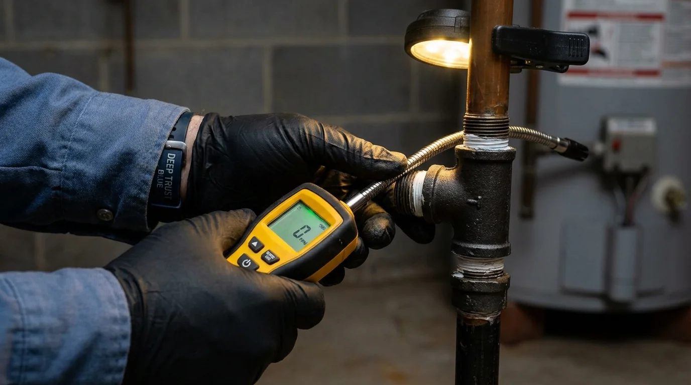 Gas leak detection with electronic sniffer by Johns Plumbing LLC in Strawberry